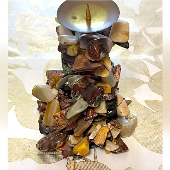 Vintage Natural sea stone candle holder stand candlestick handmade h 4 1/2” - Picture 1 of 5